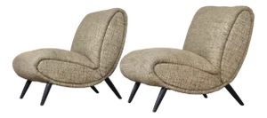 Set of Norman Bel Geddes Armchairs in Birch Wood and Original Wool Fabric, 1950s