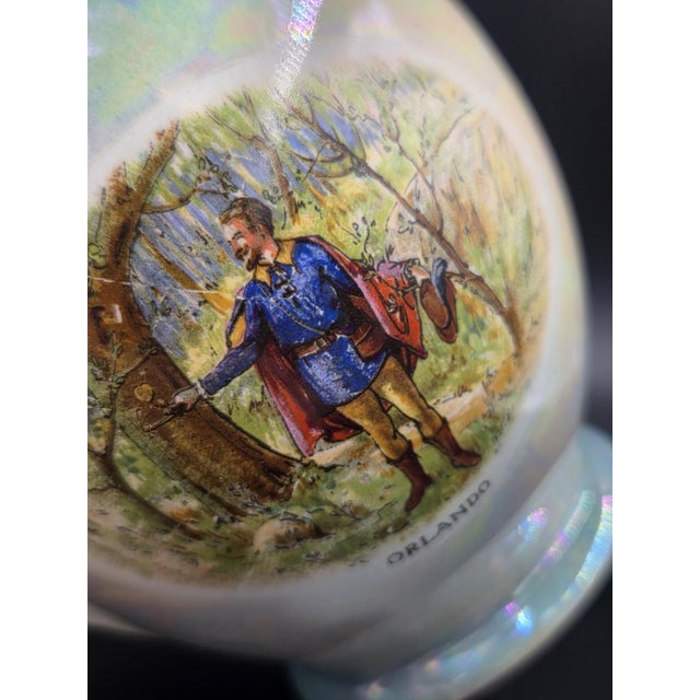 Baby Blue Vintage Lusterware Grimwades, England Shakespeare Series Ceramic Earthenware Pitcher For Sale - Image 8 of 15