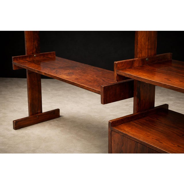 Brazilian Modern Adjustable Bookshelf With Cabinets in Rosewood, Brazil, 1960s For Sale In New York - Image 6 of 7