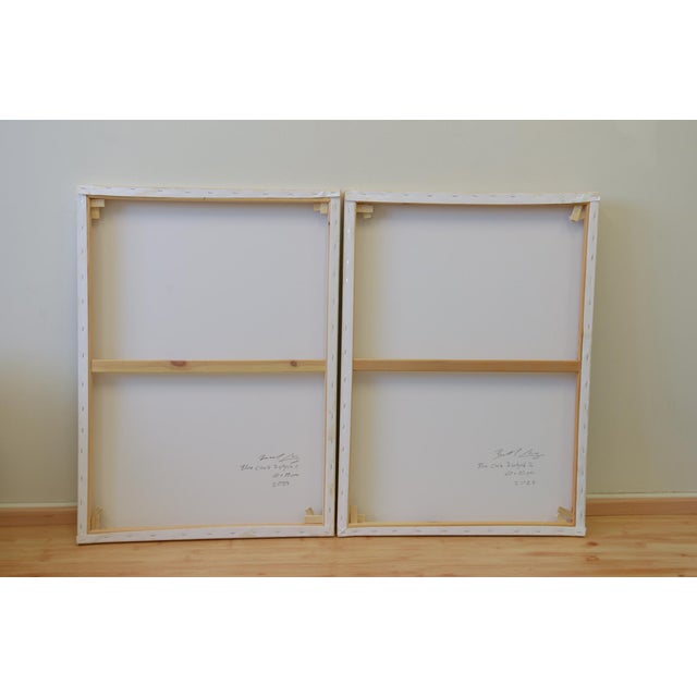 Blue Circle Diptych I, Contemporary Painting on Canvas For Sale - Image 9 of 10