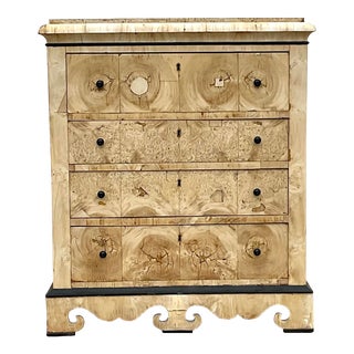 Late 19th Century Vintage Distressed English Colonial Bleached Burl Wood Chest of Drawers For Sale