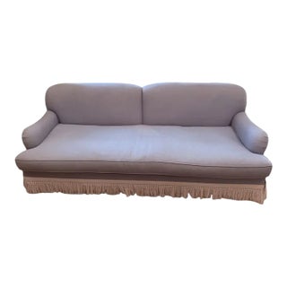 Custom Miramar English Roll Arm Fringed Sofa For Sale