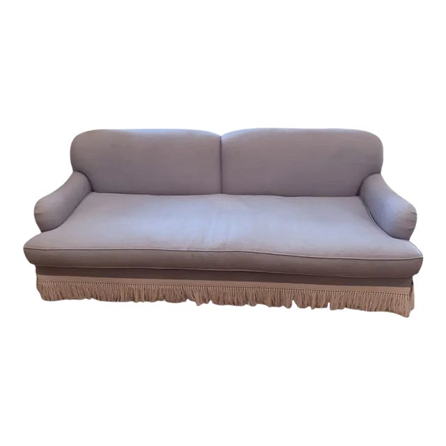Custom Miramar English Roll Arm Fringed Sofa For Sale