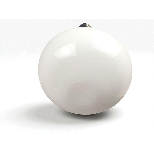 1950s Art Deco Portuguese Oval White Opaline Glass Hanging Lamp, 1950s For Sale - Image 5 of 9