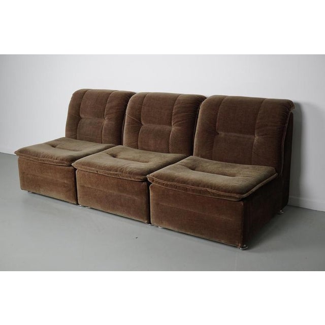 Vintage Brown and Green Velvet Modular Sofa, Set of 3 For Sale - Image 9 of 16