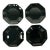 1980s Post Modern French Arcore Black Glass Octagonal Salad Plates - Set of 4. For Sale