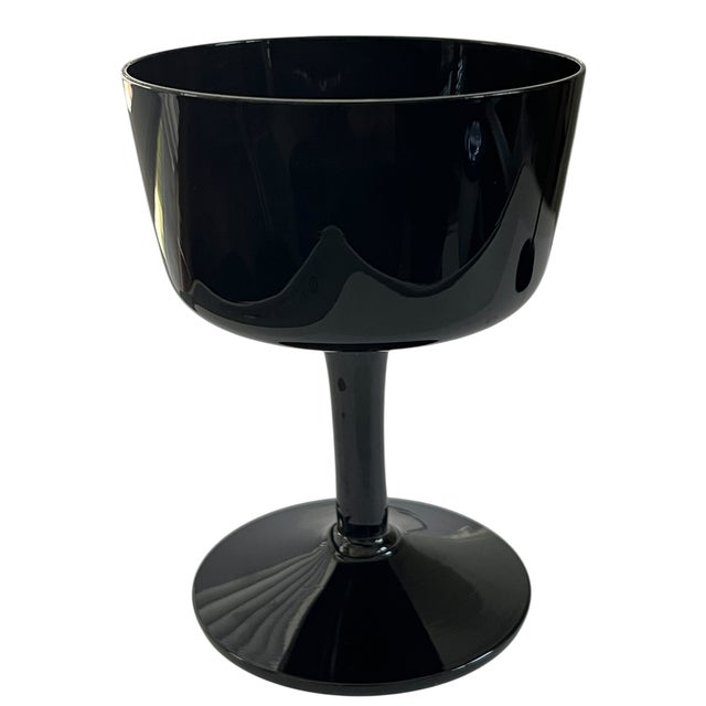 Mid 20th Century Björkshult Sweden Black Glass Stemware – Scandinavian Modern Coupes & Wine Glasses - Set of 10 For Sale In Jacksonville, FL - Image 6 of 8