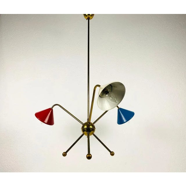Mid-Century Modern Italian Brass 3-Arm Chandelier from Arredoluce, Italy, 1950s For Sale - Image 3 of 18