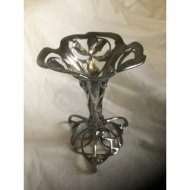 Art Nouveau Early 20th Century Art Nouveau Silver Plate Candle or Flower Holder For Sale - Image 3 of 12