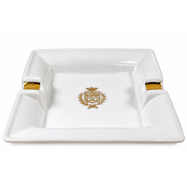 White Vintage Grand Hotel Quisisana Capri Italy White Porcelain Ashtray Catchall Dish For Sale - Image 8 of 10