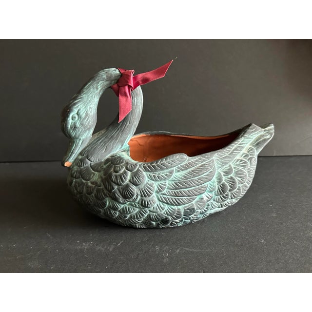 1990s Vintage 1991 Terra Cotta Swan Planter Dish For Sale - Image 5 of 8