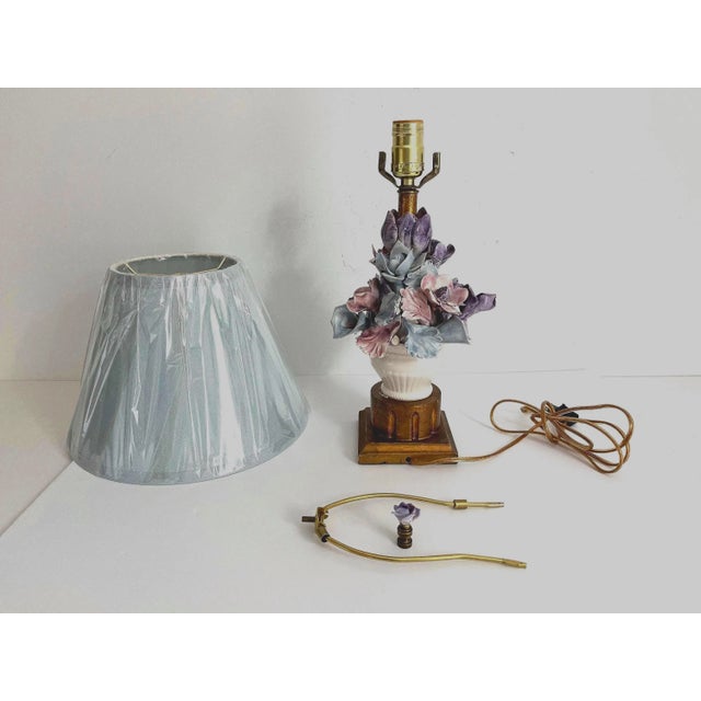Mid 20th Century Italian Capodimonte Bouquet Lamp & Shade For Sale - Image 18 of 18