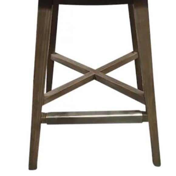 Wood Interlude Home Sanibel Woven Rattan and Mahogany Counter Stool in Narragansett Grey For Sale - Image 7 of 10