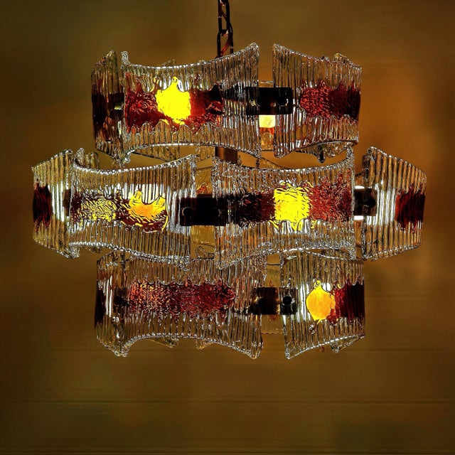 Magical Amber Murano Chandelier by Mazzega, 1960 For Sale - Image 6 of 9