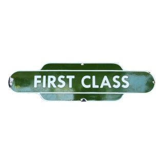 1950s English Railway Enamel First Class Sign For Sale