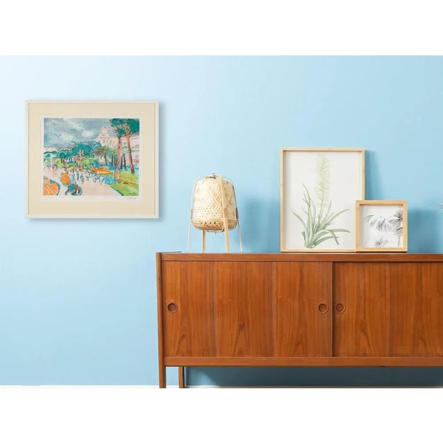 Gerard VIEILLEVIE "Harbor Promenade". Original color lithograph. Hand signed and numbered (149/225). Beautiful depiction...