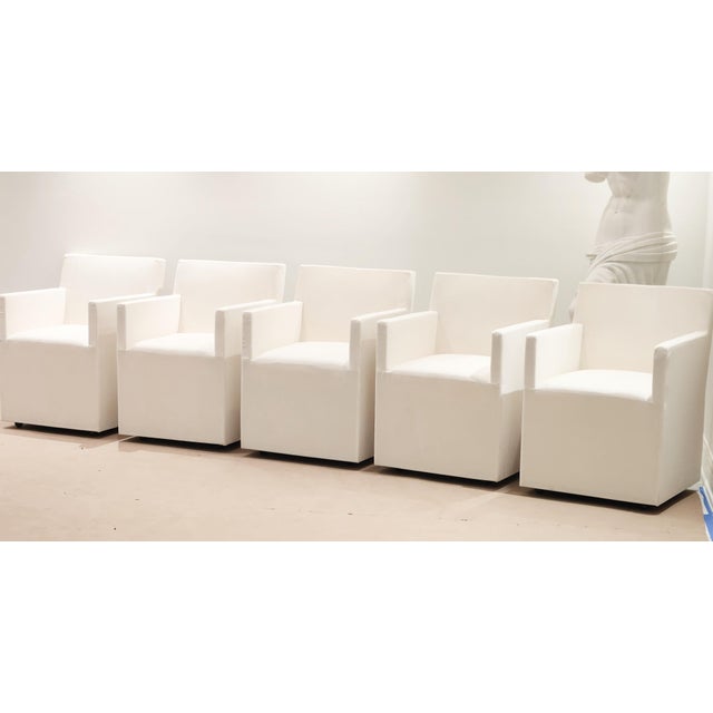 Restoration Hardware Track Dining Arm Chairs - Set of 5 For Sale - Image 10 of 12