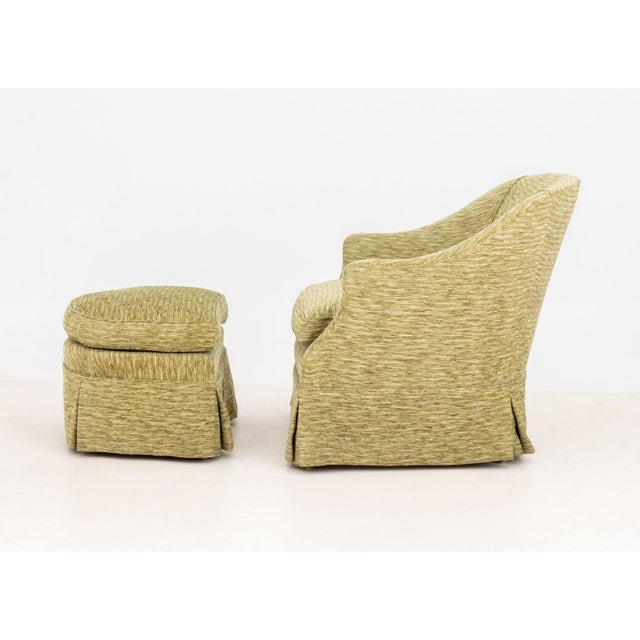 Modern Modern Green Upholstered Tub Chair & Ottoman For Sale - Image 3 of 9
