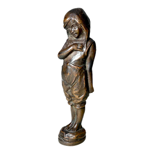 Antique 19th Century Figural Bronze Little Girl Child Wax Seal Statue Figure
