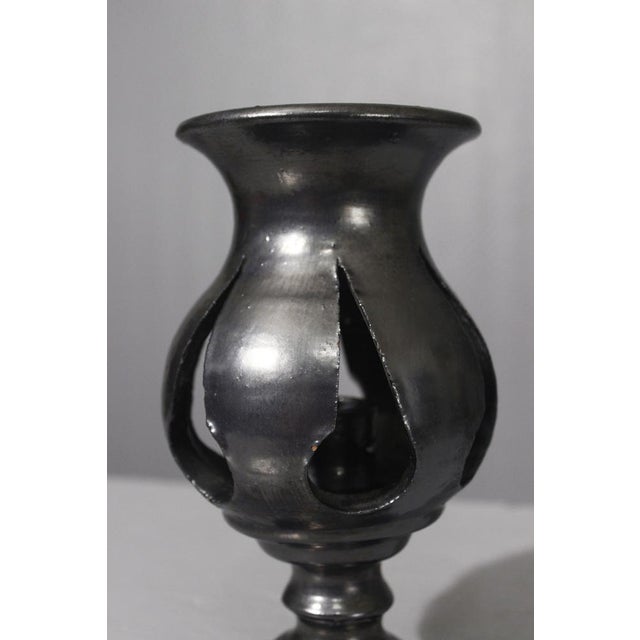 1970s Black Glazed Candleholder by Jean Marais, 1970s For Sale - Image 5 of 10