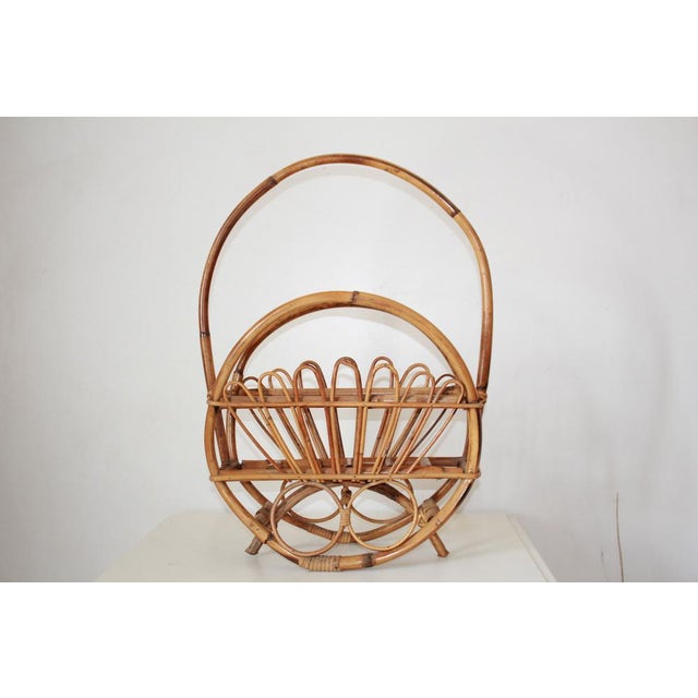 Wicker and Bamboo Porta Magazine Rack, 1960s For Sale - Image 16 of 16