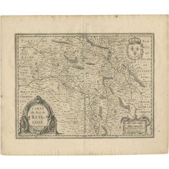 17th Century Antique Map of Rethel attributed to Janssonius, 1657 For Sale - Image 5 of 5