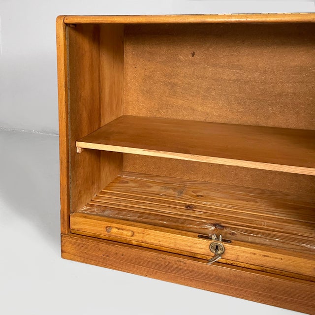 Wood Mid-Century Modern German Archive Cabinets in Wood with Shutter Opening, 1940s, Set of 2 For Sale - Image 7 of 18