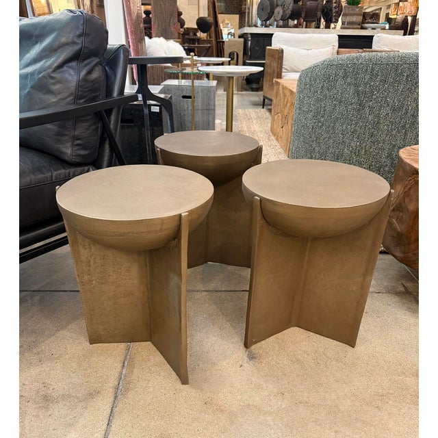 Metal Bronze Deco Dome Side Table For Sale - Image 7 of 7