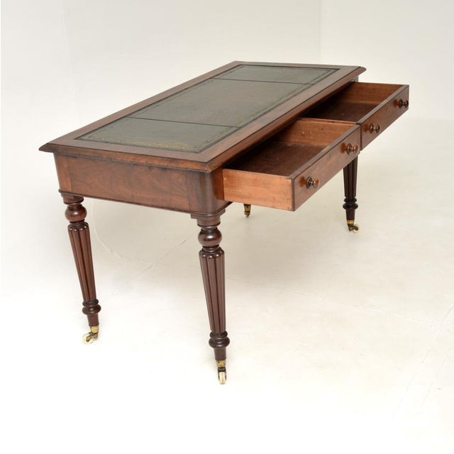 Antique Victorian Leather Top Writing Table, 1840s For Sale - Image 3 of 11