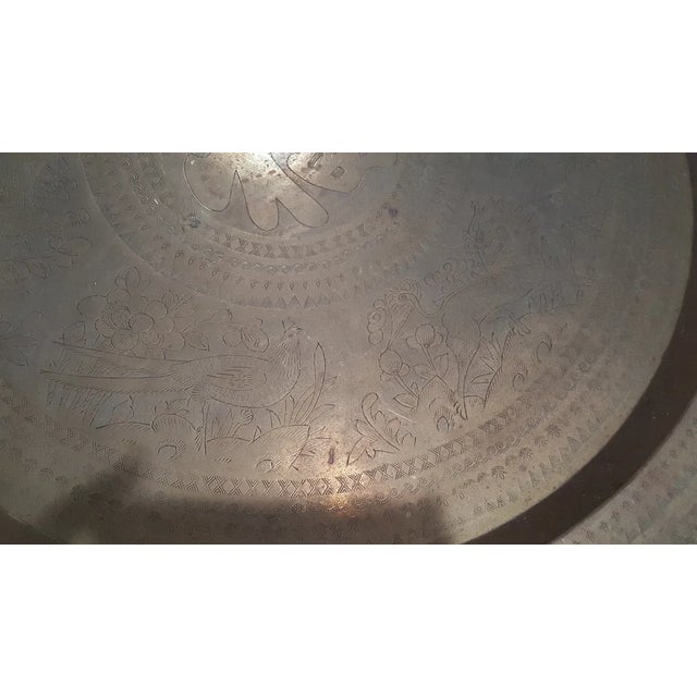 Brass Antique Brass Asian-Indian Folding Tray Table For Sale - Image 8 of 10