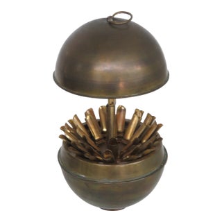 Argentina Brass Globe Sphere Cigarette Holder Dispenser 4682b For Sale