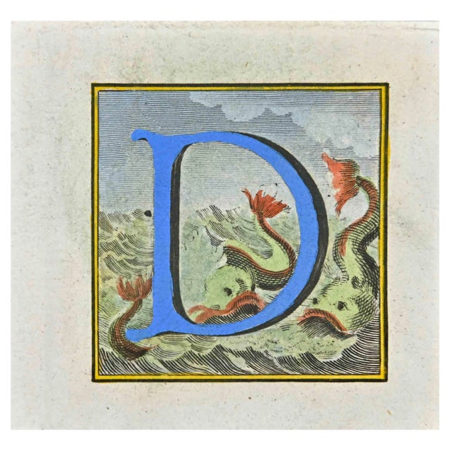 Luigi Vanvitelli, Letter of the Alphabet: D, Etching, 18th Century For Sale