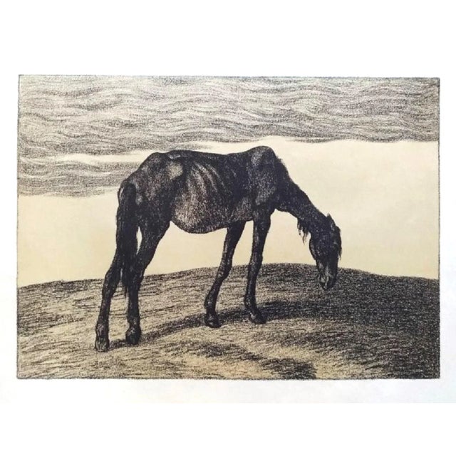Ausgedient (“Obsolete”) is an original artwork realized by Ferdinand Andri in 1917. Lithograph in black over yellow plate...