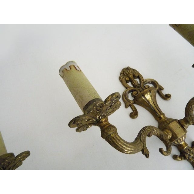 Gilt Bronze 2-Arm Fire Pot Wall Sconces, 1960s, Set of 2 For Sale - Image 6 of 9