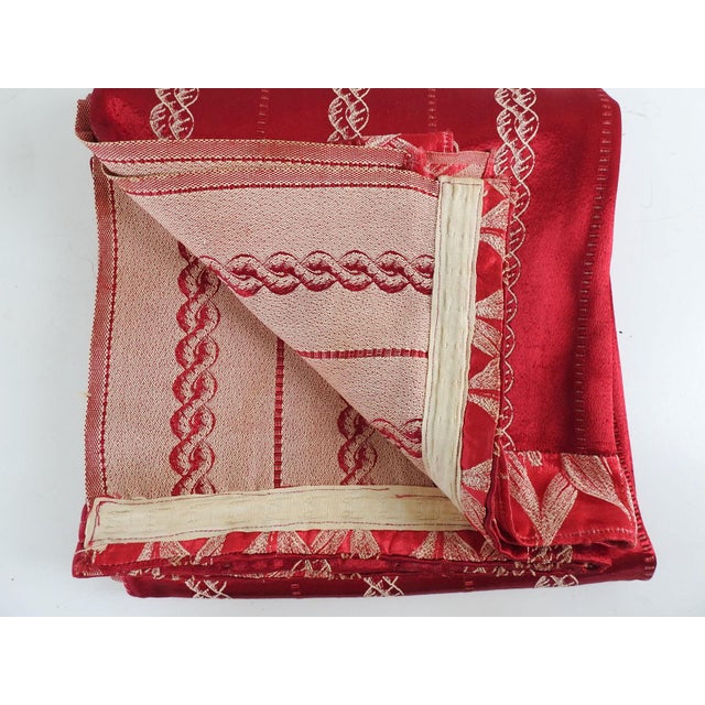 Textile Vintage 1950s Heavy Red Satin Drapery Panel Fabric - a Pair For Sale - Image 7 of 8