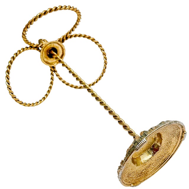 Vintage Gold Gilt Three Ring Metal Hand Towel Holder For Sale In San Diego - Image 6 of 7