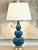 Mid-Century Modern Vintage Blue Glazed Ceramic Table Lamps - A Pair For Sale - Image 3 of 12
