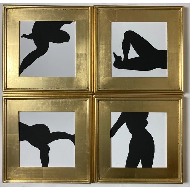 Her Silhouette #1 Black + White Painting on Canvas Framed in Gold For Sale In New York - Image 6 of 7