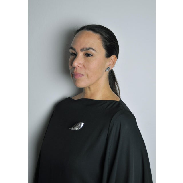 Contemporary Vintage Sterling Silver Leaf Brooch from Hermann Siersbøl, 1950s For Sale - Image 3 of 7