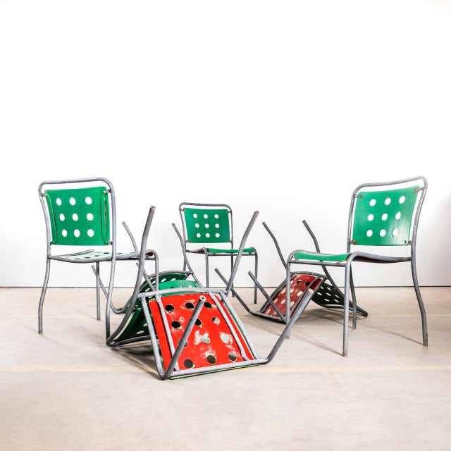 1960s Vintage Swiss Stella Metal Garden Chairs by Burri, 1960s, Set of 6 For Sale - Image 5 of 9