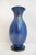 Abstract Donald Carlson Iridescent Blue Splatter Studio Art Glass Trumpet Vase For Sale - Image 3 of 12