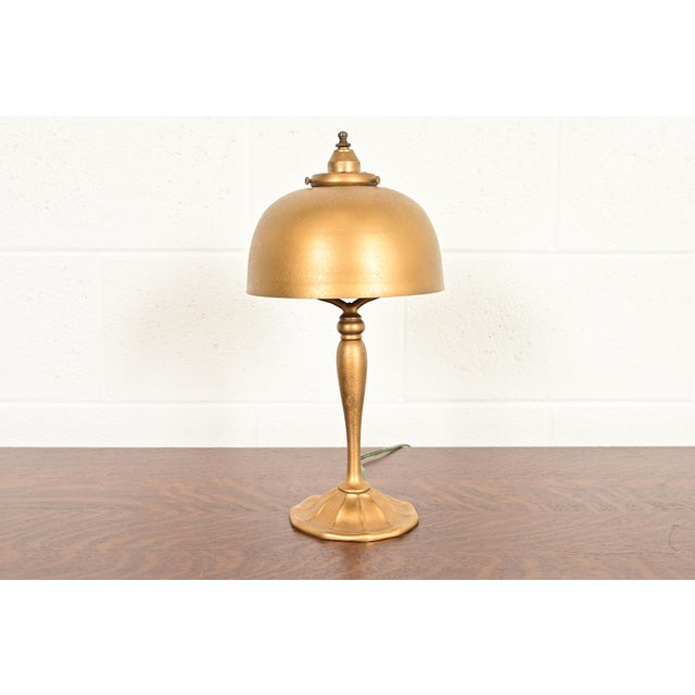 Louis Comfort Tiffany Furnaces Art Deco Bronze Doré Table Lamp or Desk Lamp, 1920s For Sale - Image 15 of 15