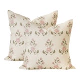 A Pair of Lauren Servati Textiles, Unfading Flower // Rose Pillows, 20"x20" For Sale