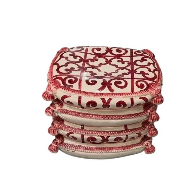 Italian Vintage Italian Trompe l'Oeil Ceramic Garden Stool For Sale - Image 3 of 12