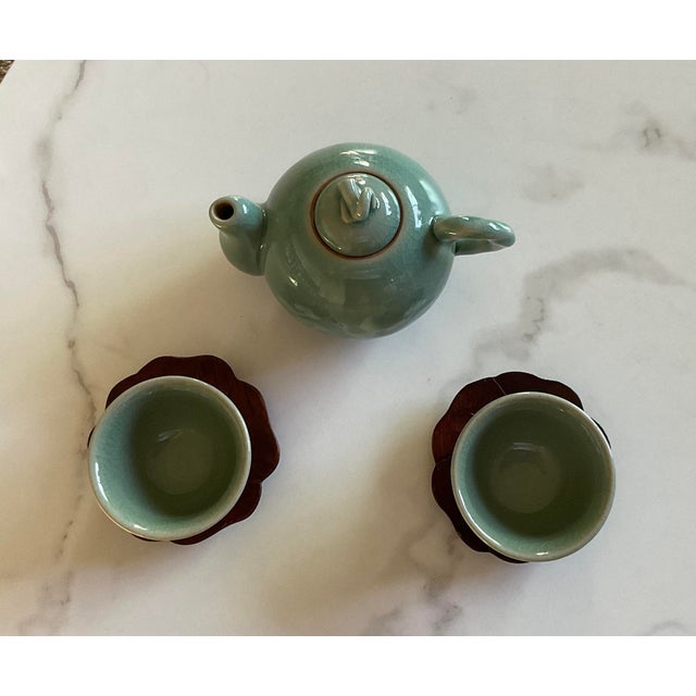 Korean Blue Celadon Style Rice Wine Ewer For Sale - Image 6 of 6