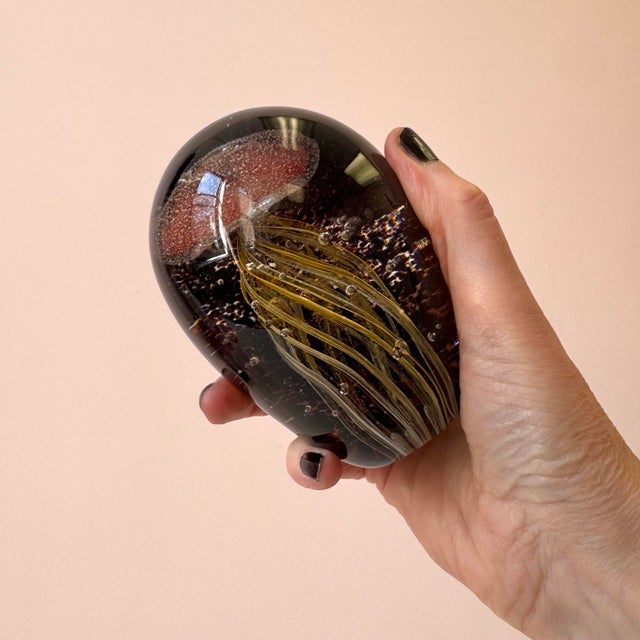 Glass Vintage Glass Jellyfish Paperweight For Sale - Image 7 of 7