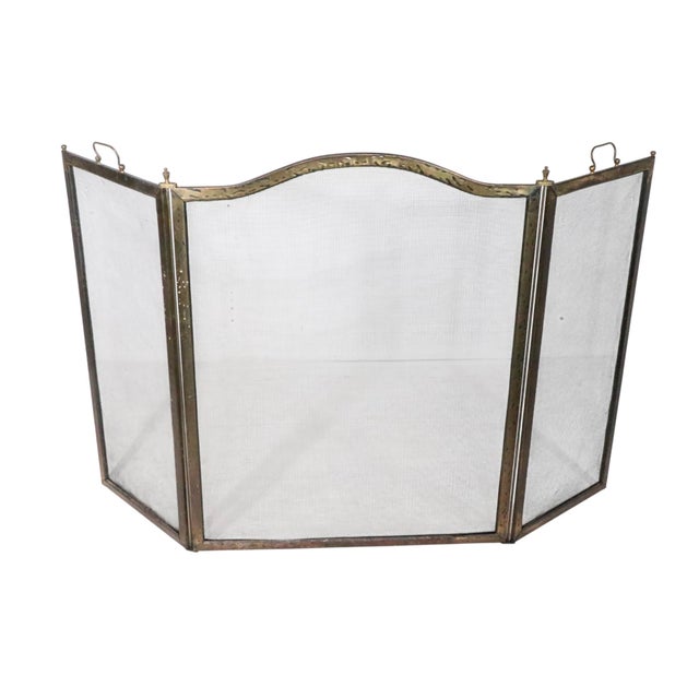 Vintage Arts and Crafts Three Fold Fireplace Screen Spark Guard For Sale - Image 12 of 13