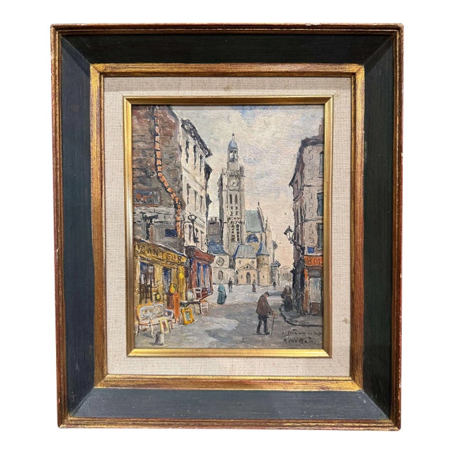 Early 20th Century French Parisian Oil Painting on Board Signed Rene Malus For Sale