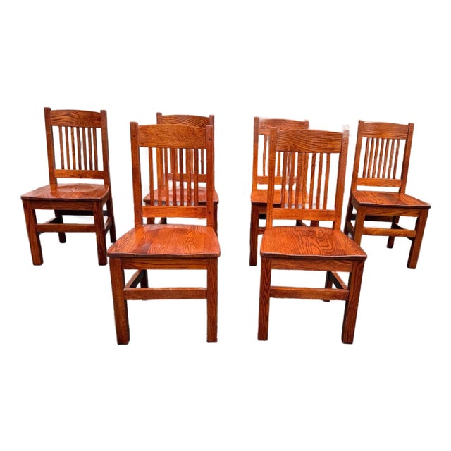 Late 20th Century Art & Craft Style Mission Oak Dining Chairs For Sale