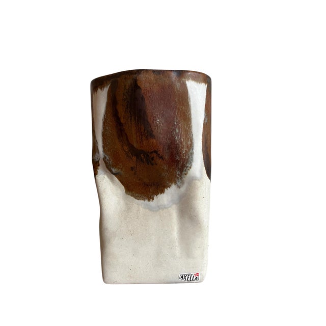 Handmade vase with an irregular, organic form designed by Aksel Larsen for his Axella factory in Denmark 1970s. Perfect...